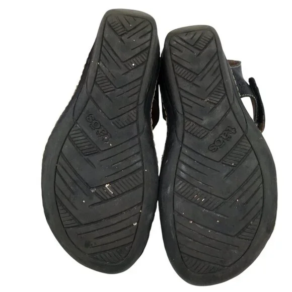 Taos Escape Black Leather Wedge Comfort Sandals Size 40 US 9-9.5 Adjustable - Picture 6 of 14